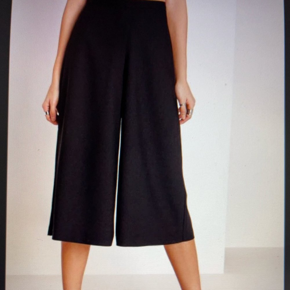 French Connection Black Wool Palazzo Culottes Pant Size 10